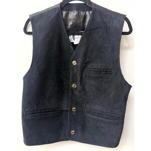 Ron Chereskin Mens Suede Leather Vest‎ Black Size S Lined Rodeo Western Cowboy